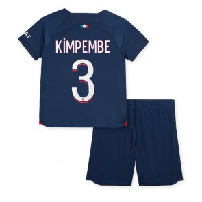 Lacne Dětský Futbalové dres Paris Saint-Germain Presnel Kimpembe #3 2023-24 Krátky Rukáv - Domáci (+ trenírky)